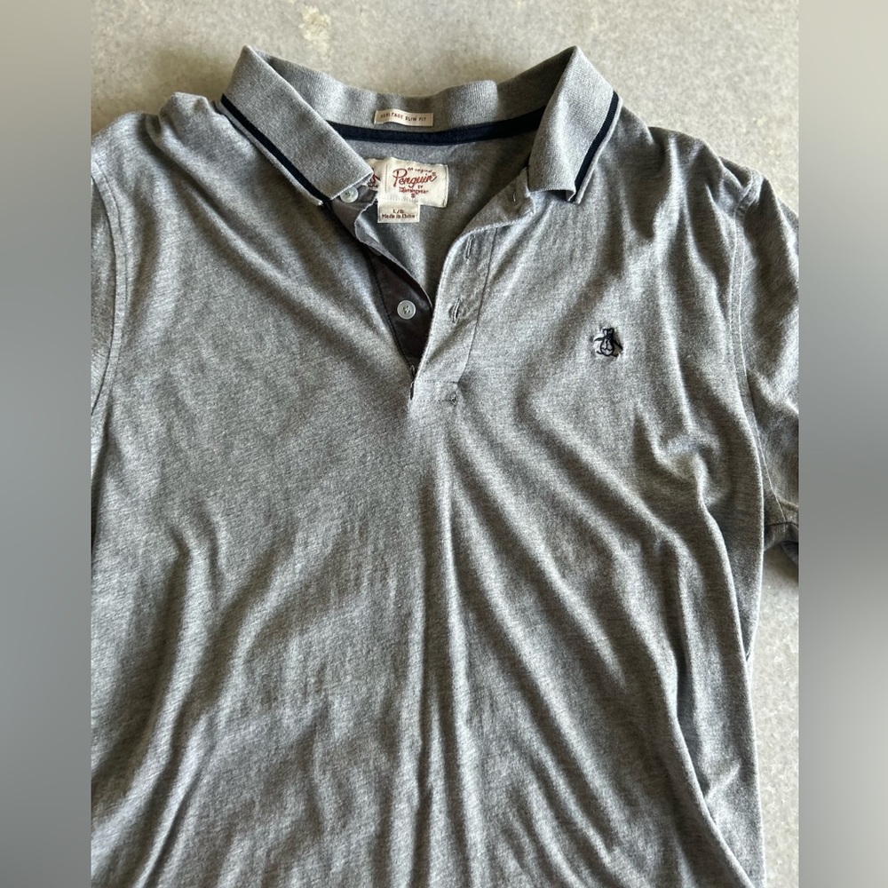 Men’s Penguin Grey Polo Size Large